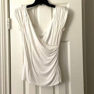 Women White short sleeve  V Neck Bodice Top